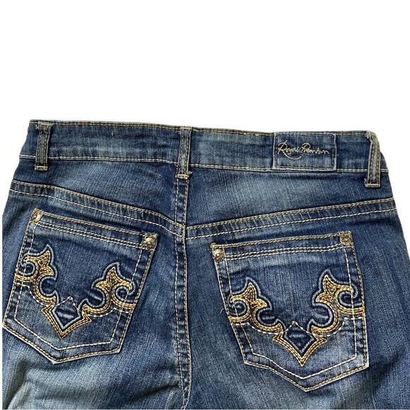 Royal Premium Jeans Women's Size 6 Embroidered Whiskers Bleu Denim - Picture 10 of 11